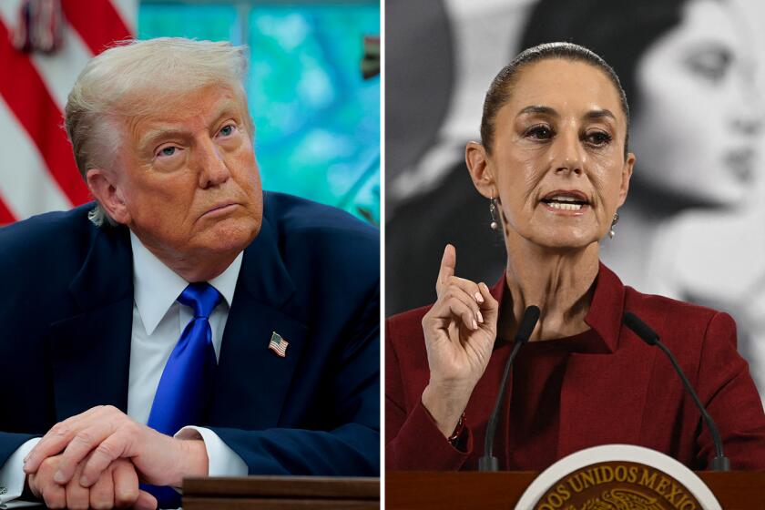Side by side portraits of Presidents Donald Trump and Claudia Sheinbaum