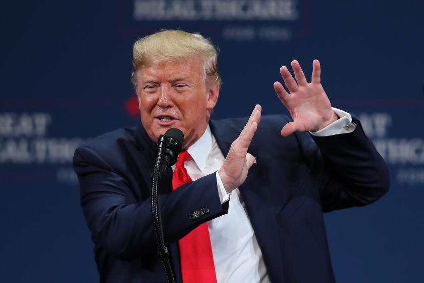 THE VILLAGES, FLORIDA - OCTOBER 03: U.S. President Donald Trump speaks during an event at the Sharon L. Morse Performing Arts Center in The Villages on October 03, 2019 in The Villages, Florida. President Trump spoke about Medicare, and signed an executive order calling for further privatizing of it. (Photo by Joe Raedle/Getty Images) ** OUTS - ELSENT, FPG, CM - OUTS * NM, PH, VA if sourced by CT, LA or MoD **