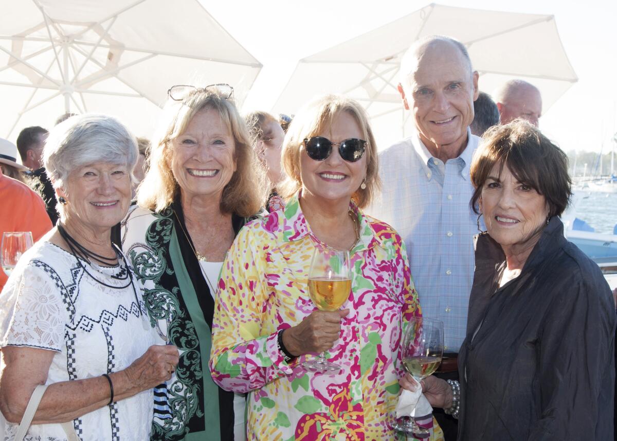 Mary Allen, Harriet Harris, Jennifer Taylor, Dick Allen, Pam Muzzy attend the UCI MIND event in Newport Beach.