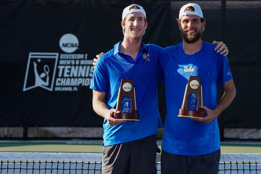 Keegan Smith (left) and Maxime Cressy of UCLA won the 2019 NCAA Men's Doubles Championship.
