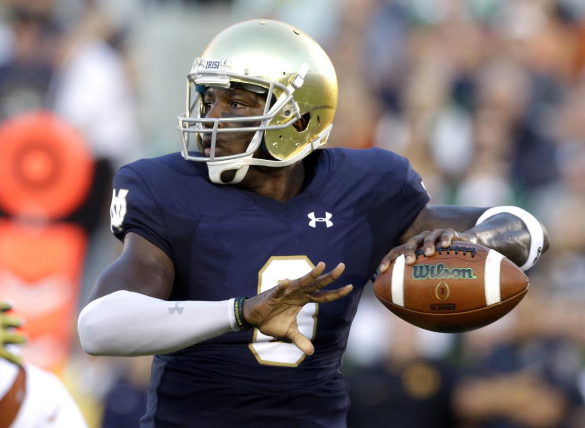 Notre Dame quarterback Malik Zaire passed for 313 yards in his first home start Saturday against Texas.