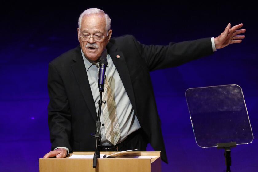 LOS ANGELES, CA - AUGUST 15, 2019 Dr. Richard Vladovic Los Angeles Unified Board President addresses school administrators, school leaders and parent representatives at the annual LAUSD State of the Schools event at Walt Disney Concert Hall Thursday morning August 15, 2019. (Al Seib / Los Angeles Times)