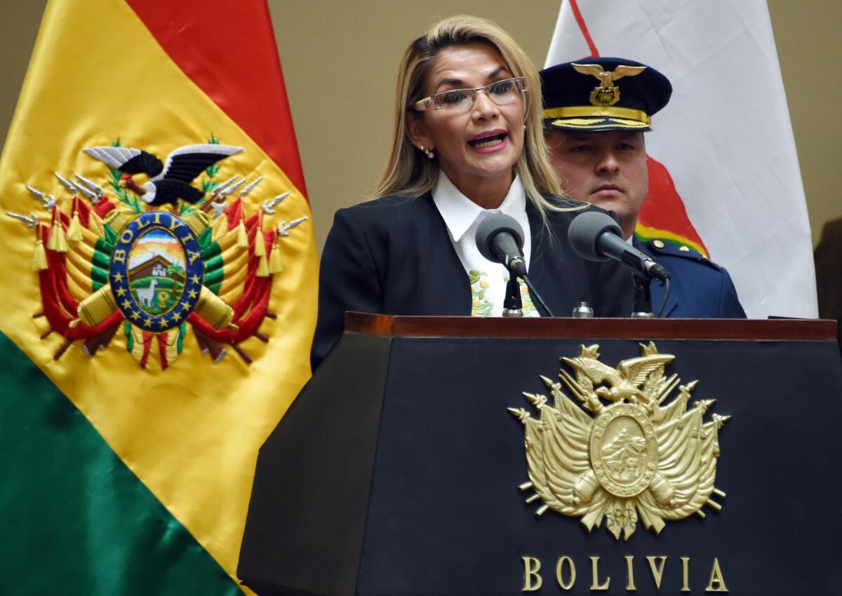 Bolivia's interim president Jeanine Anez