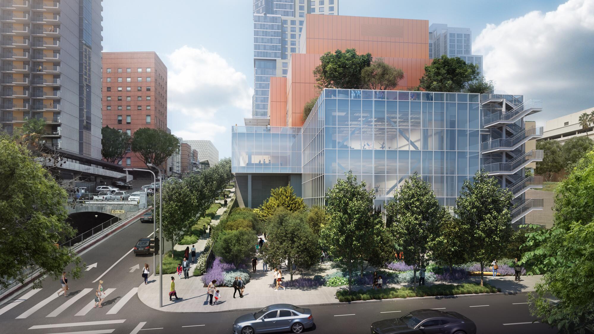 A rendering of the Hill Street side of Colburn Center