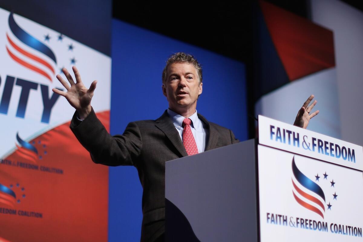 Sen. Rand Paul (R-Ky.), shown at a conference in Washington, D.C., spent some time in Silicon Valley arguing that the free-market solutions flowing out of the area are proof of the good that can happen when government gets out of the way.