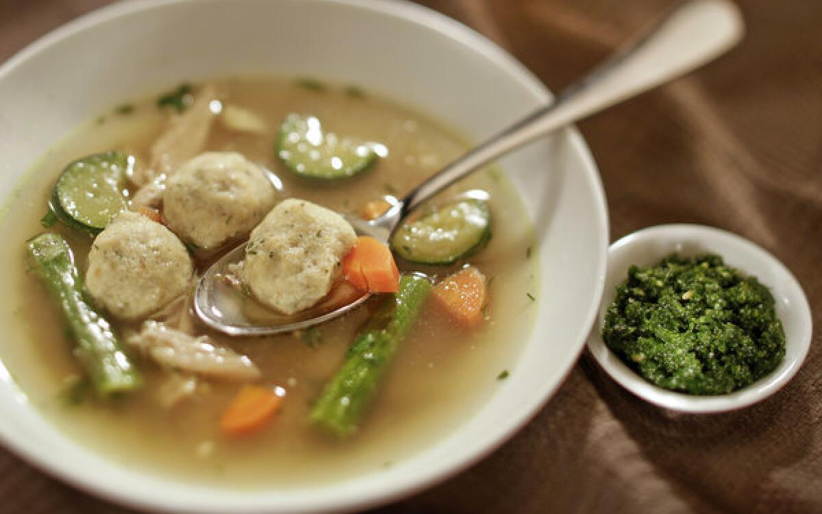 Sephardi chicken soup with herb-flecked kneidelach Recipe - Los Angeles ...