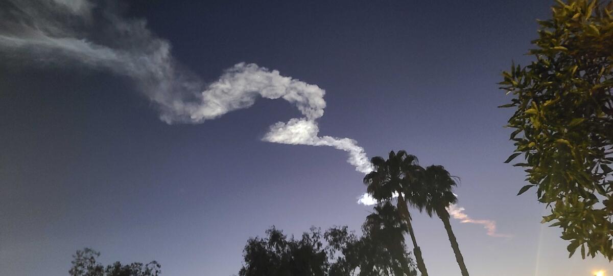 A SpaceX rocket caused a swath of Southern California to look up at the sky Monday evening in Long Beach. 