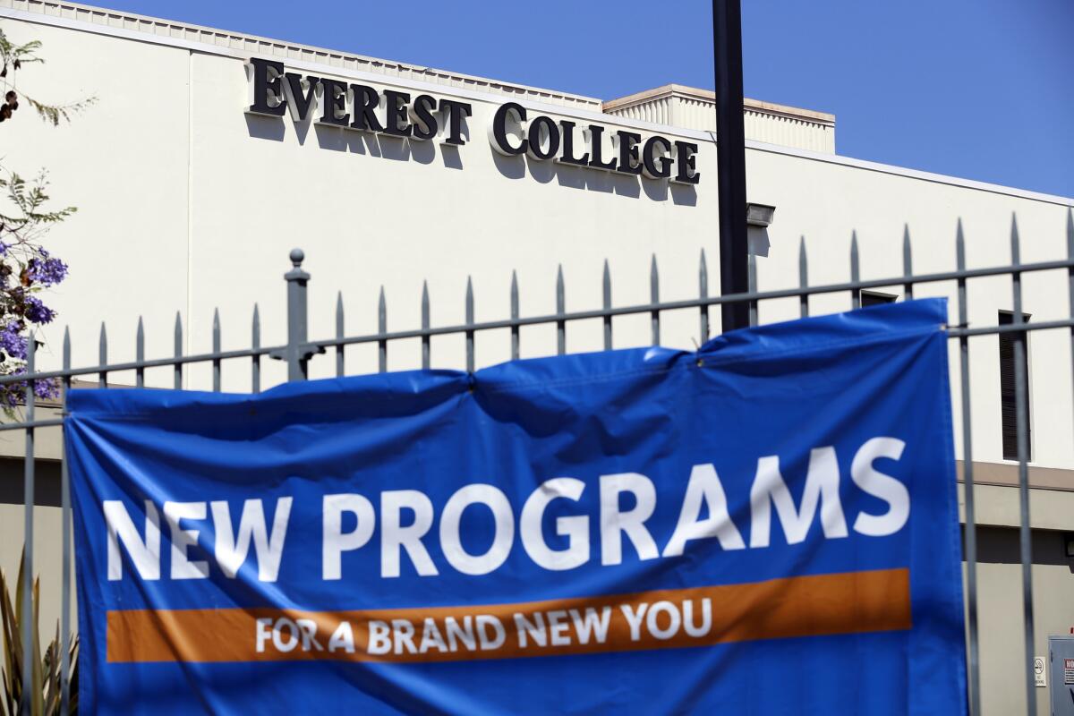 Everest College in Alhambra, one of the Corinthian Colleges, a Santa Ana company that was once one of the nation's largest for-profit college chains, announced in April that it was shutting down its remaining two dozen schools -- a move that left 16,000 students scrambling for alternatives.