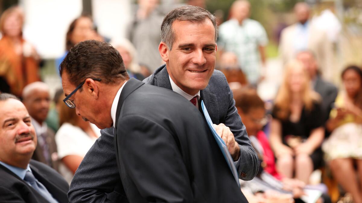 On June 6, Mayor Eric Garcetti announces at Los Angeles Trade Technical College that South Los Angeles will be designated a promise zone. This week, he sent a letter urging college application companies to stop asking about students' criminal histories.