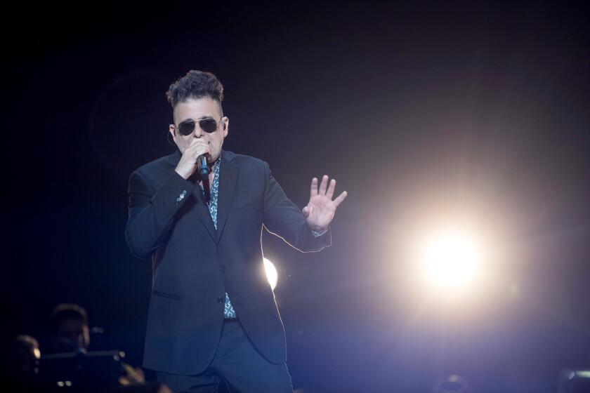 Argentinian singer-songwriter Andres Calamaro performs during the Vive Latino 2020 festival at the Foro Sol in Mexico City, on March 14, 2020. - The festival is carried out with extreme health measures to avoid the spread of the coronavirus, COVID-19. (Photo by Alejandro MELENDEZ / AFP) (Photo by ALEJANDRO MELENDEZ/AFP via Getty Images)