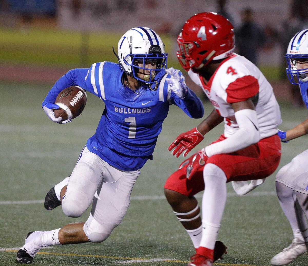 Isaac Glover and the Burbank High football team will take on visiting Muir in a Pacific League game Friday.