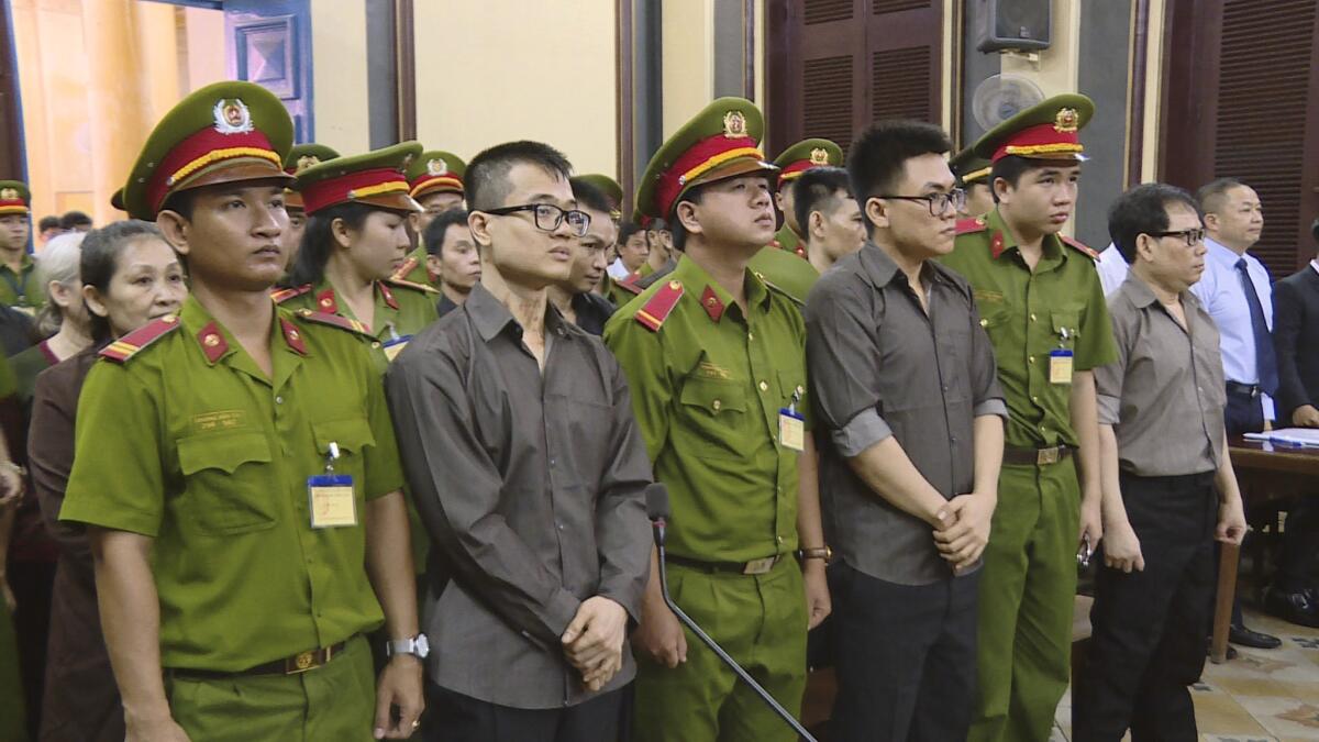 Alleged members of the Provisional Central Government of Vietnam stand trial in Ho Chi Minh City, Vietnam on accusations of trying to overthrow the government.