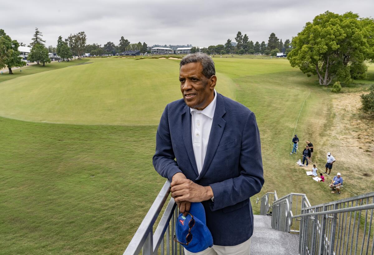 L.A. Country Club member Fred Terrell overlooks the 10th fairway. 