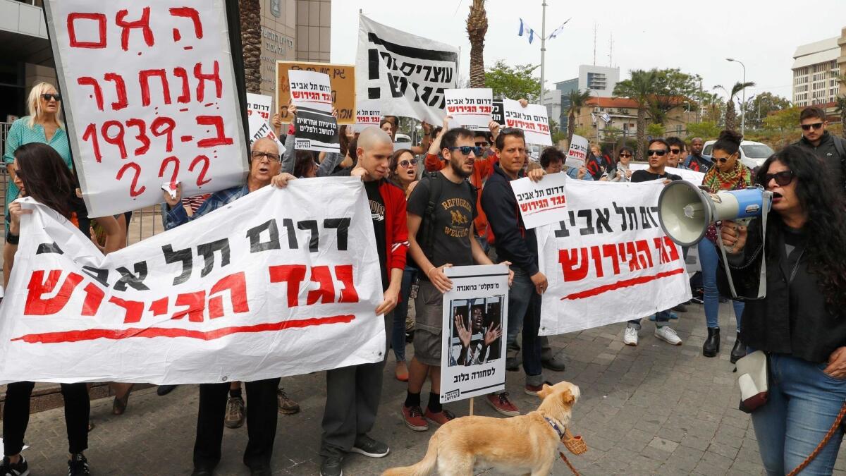 African migrants and others demonstrate in Tel Aviv.