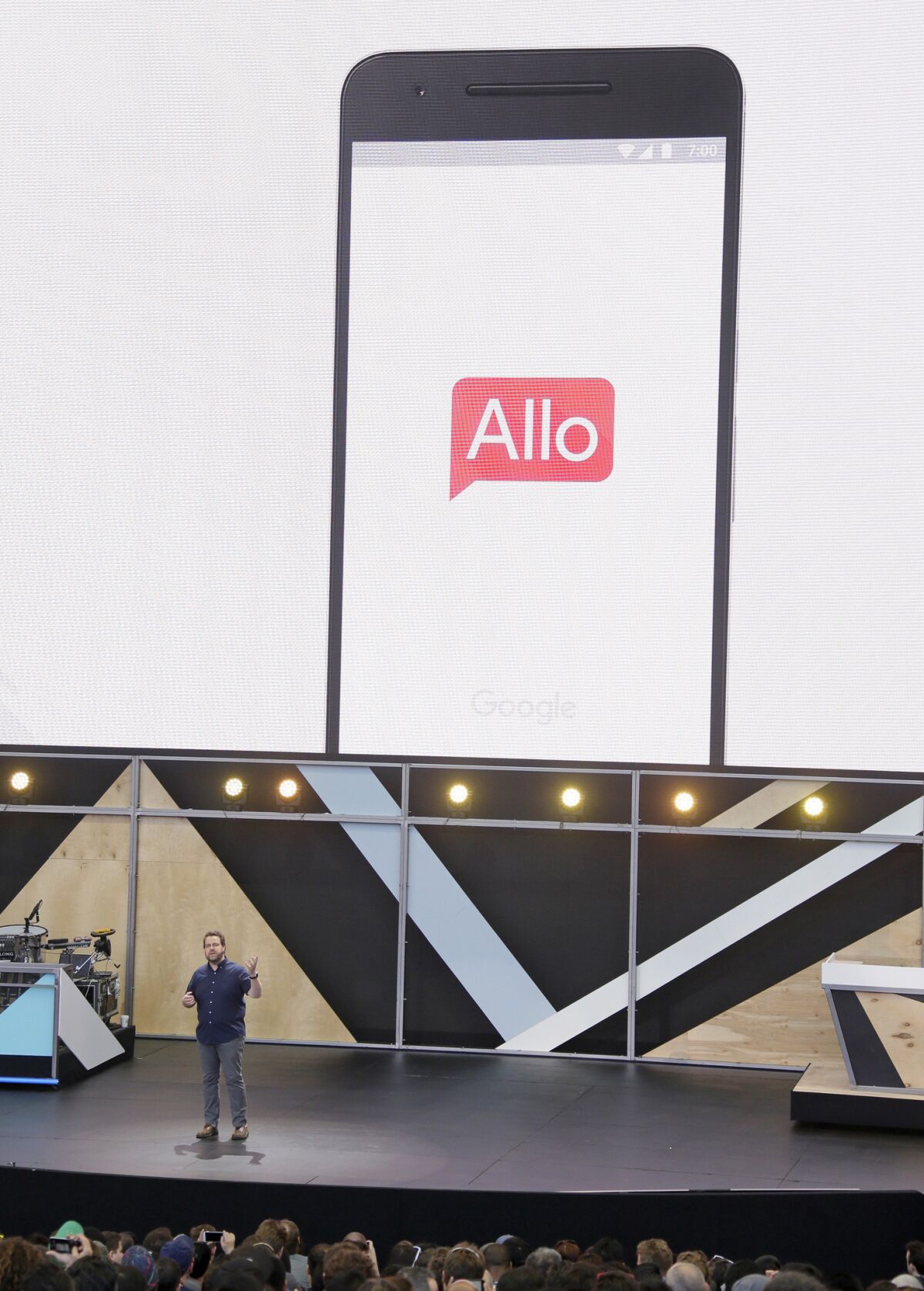 Google engineering director Erik Kay talks about the new Allo messaging app at the Google I/O conference last week.