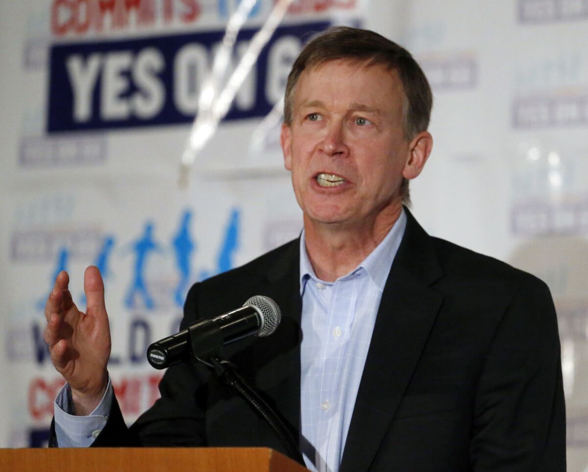 Colorado Gov. John Hickenlooper was conciliatory after voters in rural northern Colorado dealt a blow to secession efforts. The Democrat opposed the movement but expressed sympathy for rural voters' concerns.