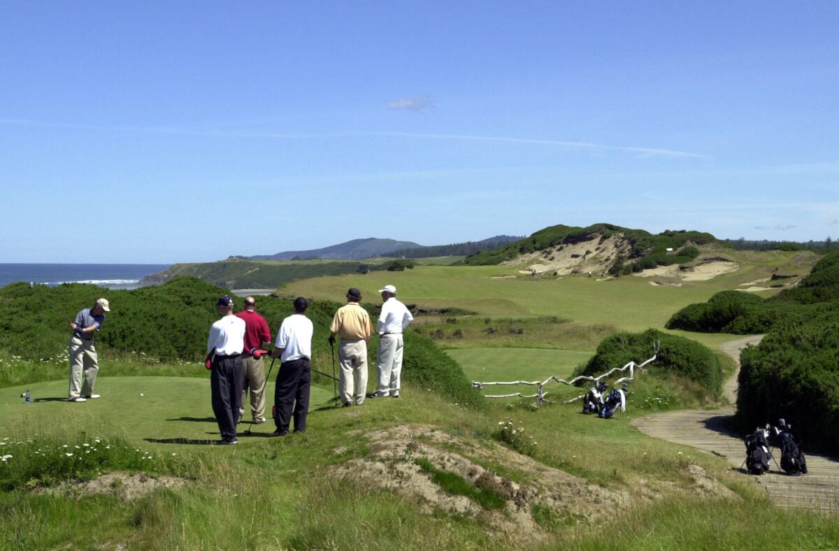 A file photo shows the Bandon Dunes Golf Resort in Oregon, where more than $100,000 from Calderon-related campaign funds was spent on events, including fundraisers and a holiday gathering, according to expense filings.