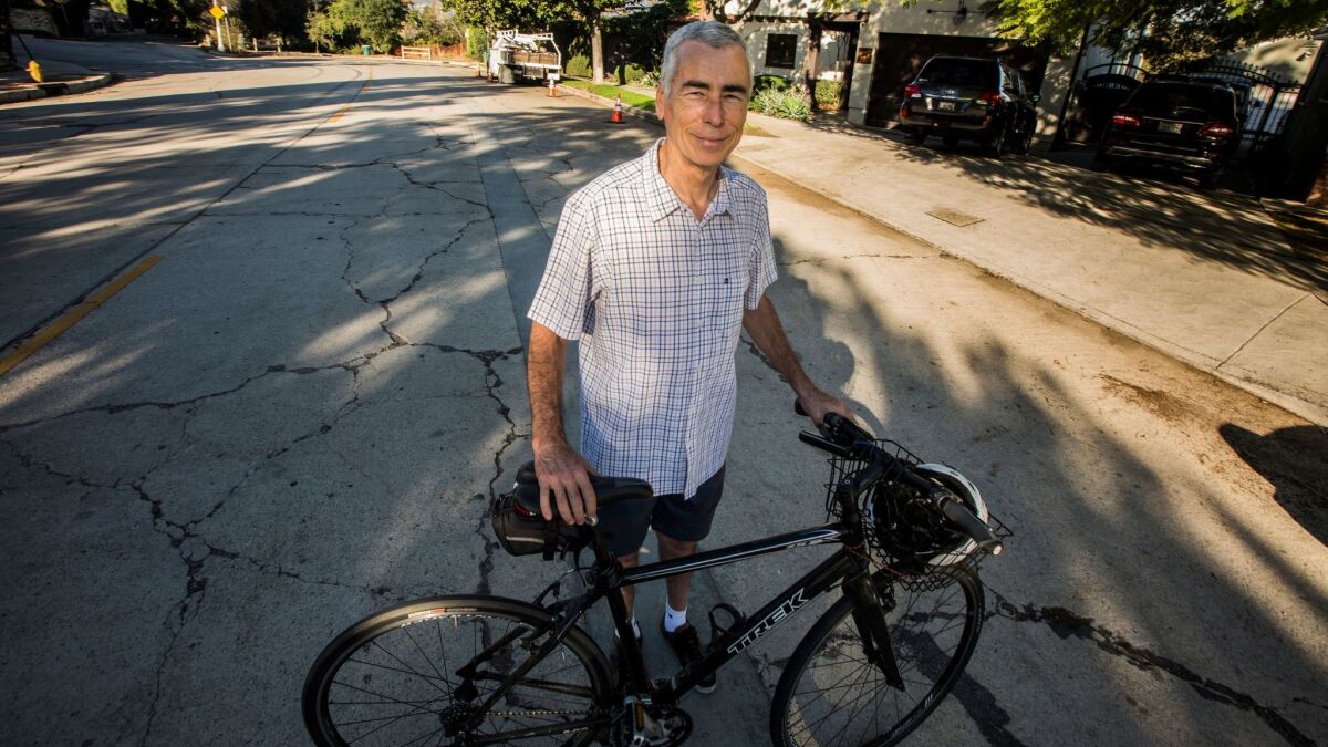 Patrick Pascal broke his wrist and cracked his pelvis when he was thrown from his bike on Griffith Park Boulevard in 2015. The city paid him $200,000 last year to settle the suit.