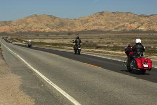 VENTUCOPA, CA-FEBRUARY 11, 2020: Motorcyclists travel along Route 33 in Ventucopa. (Mel Melcon/Los Angeles Times)