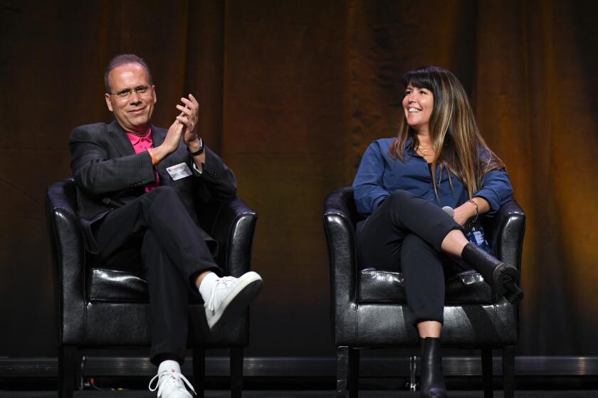 LAS VEGAS, NEVADA - AUGUST 26: (L-R) CEO & President of Marcus Theatres Rolando Rodriguez and Patty Jenkins speak onstage at CinemaCon 2021 An Industry Think Tank: The Big Screen is Back at Caesars Palace during CinemaCon, the official convention of the National Association of Theatre Owners, on August 26, 2021, in Las Vegas, Nevada. (Photo by David Becker/Getty Images for CinemaCon)