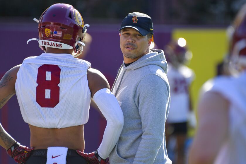 USC cornerbacks coach Donte Williams during spring football on March 11, 2020.