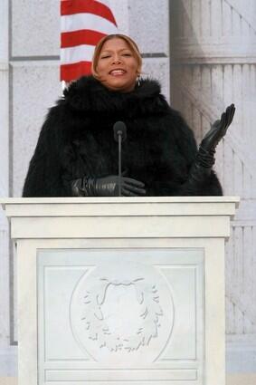Queen Latifah speaks at the We Are One concert at the Lincoln Memorial.