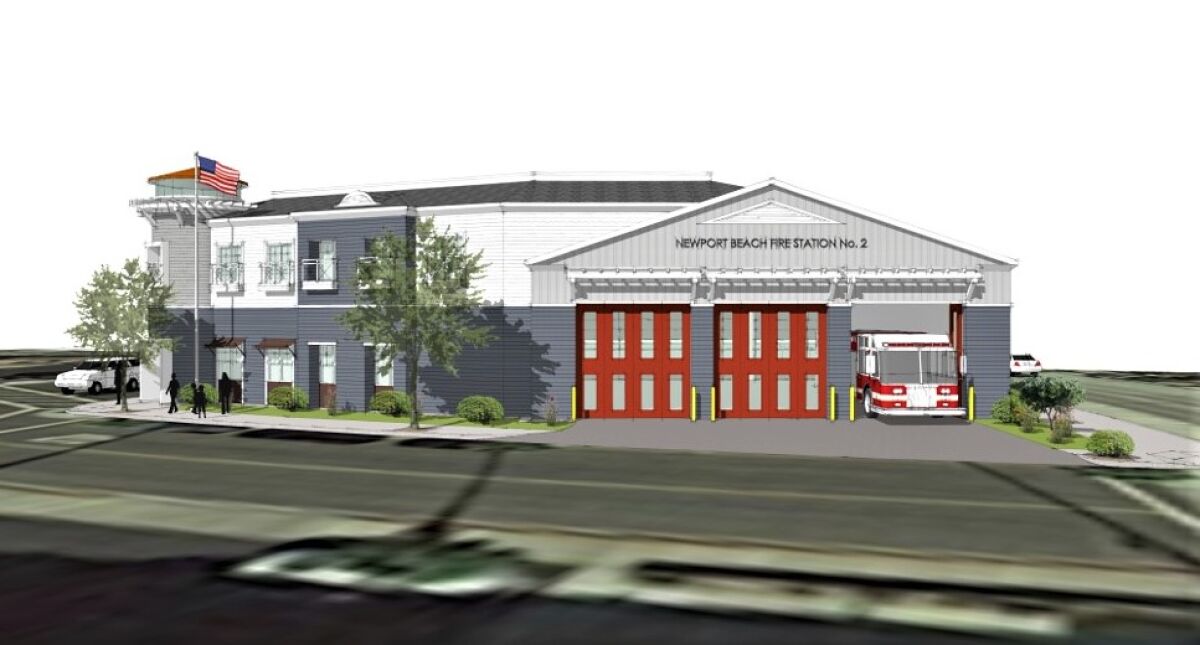 A rendering of a new Fire Station No. 2 being built at 2807 Newport Blvd. in Newport Beach.