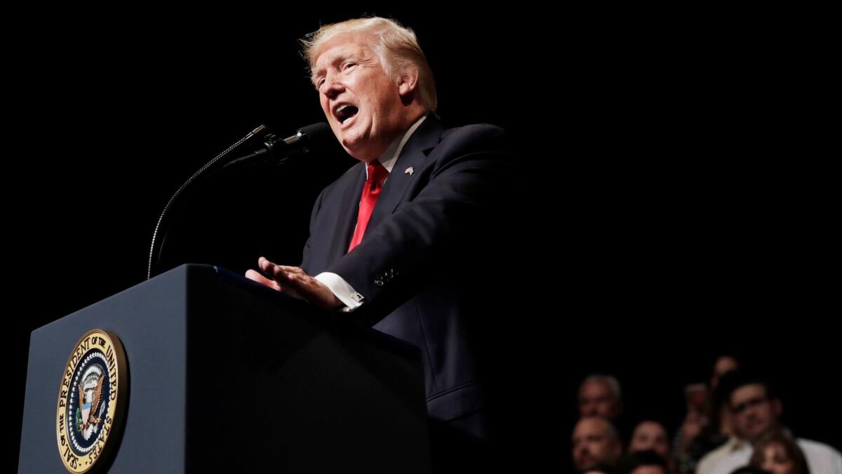 President Trump speaks about Cuba policy on June 16 in Miami. The president announced changes to Obama-era Cuba policy.