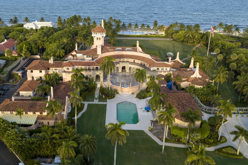 An aerial view of former President Donald Trump's Mar-a-Lago estate is seen Wednesday, Aug. 10, 2022, in Palm Beach, Fla. Court papers show that the FBI recovered documents labeled “top secret” from former President Donald Trump’s Mar-a-Lago estate in Florida. (AP Photo/Steve Helber)