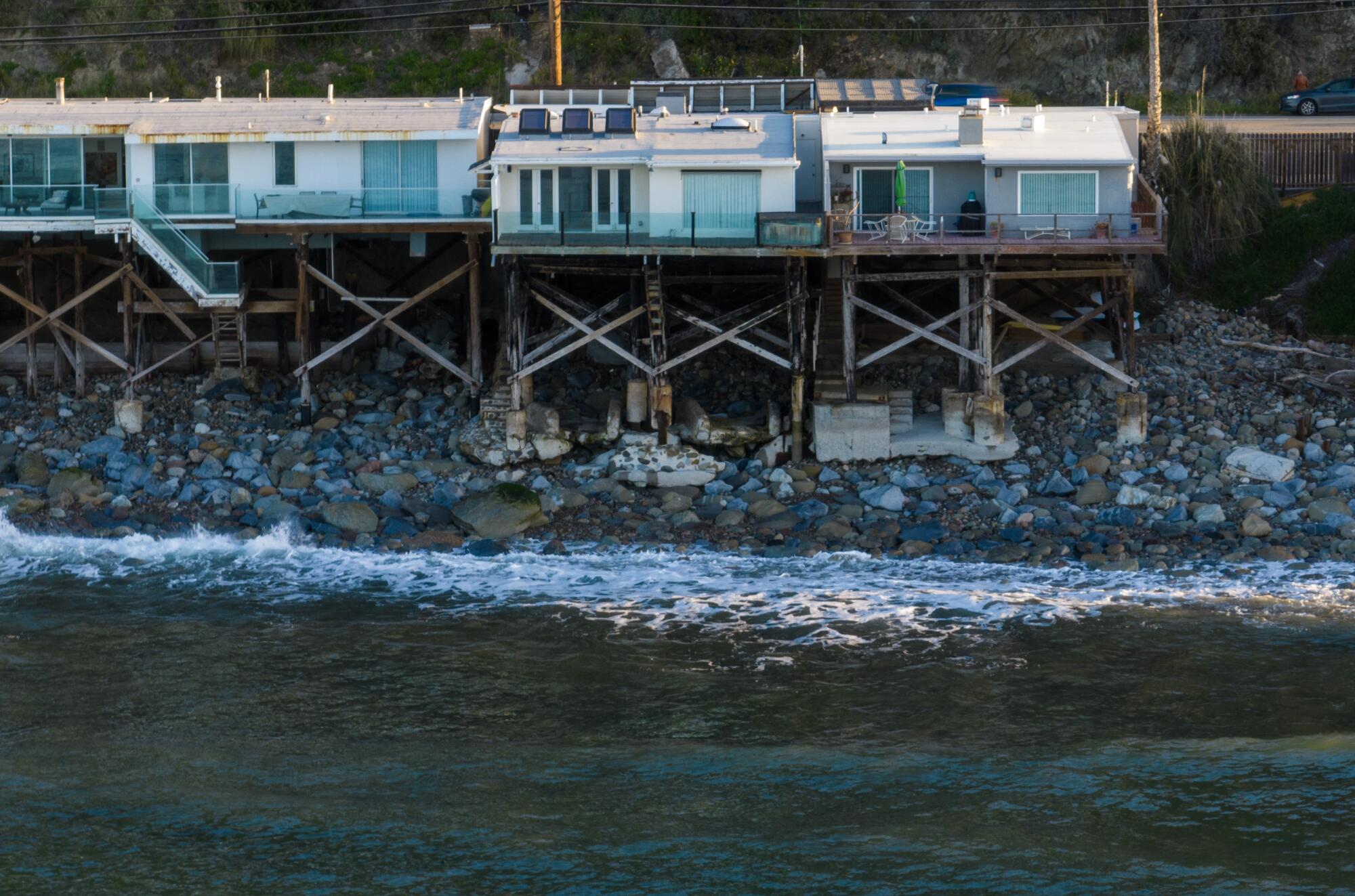 A row of beachfront houses in Malibu.