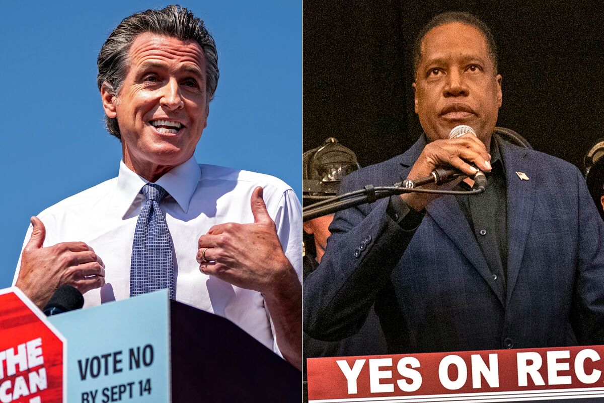 Gov. Gavin Newsom and GOP front-runner Larry Elder, a conservative radio host