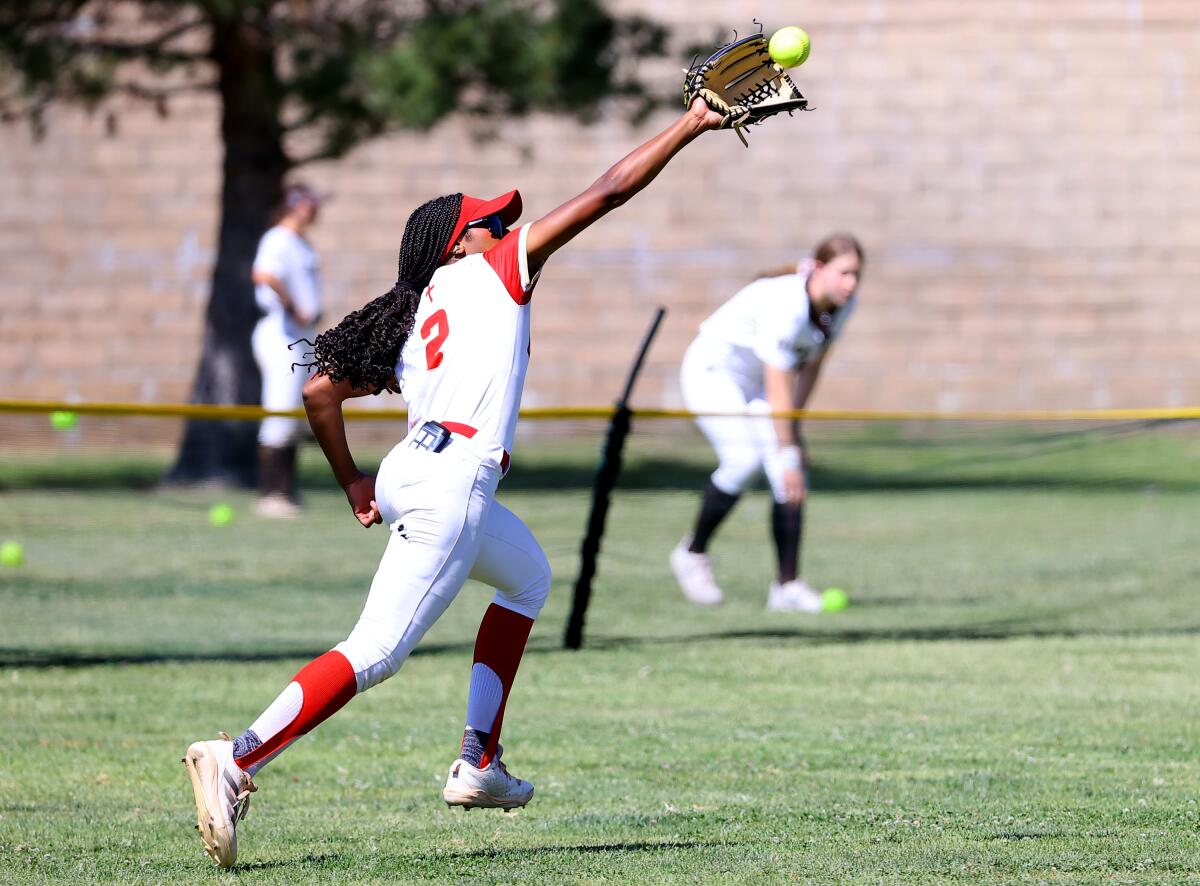 Kai Minor of Orange Lutheran showing off her defensive skills.