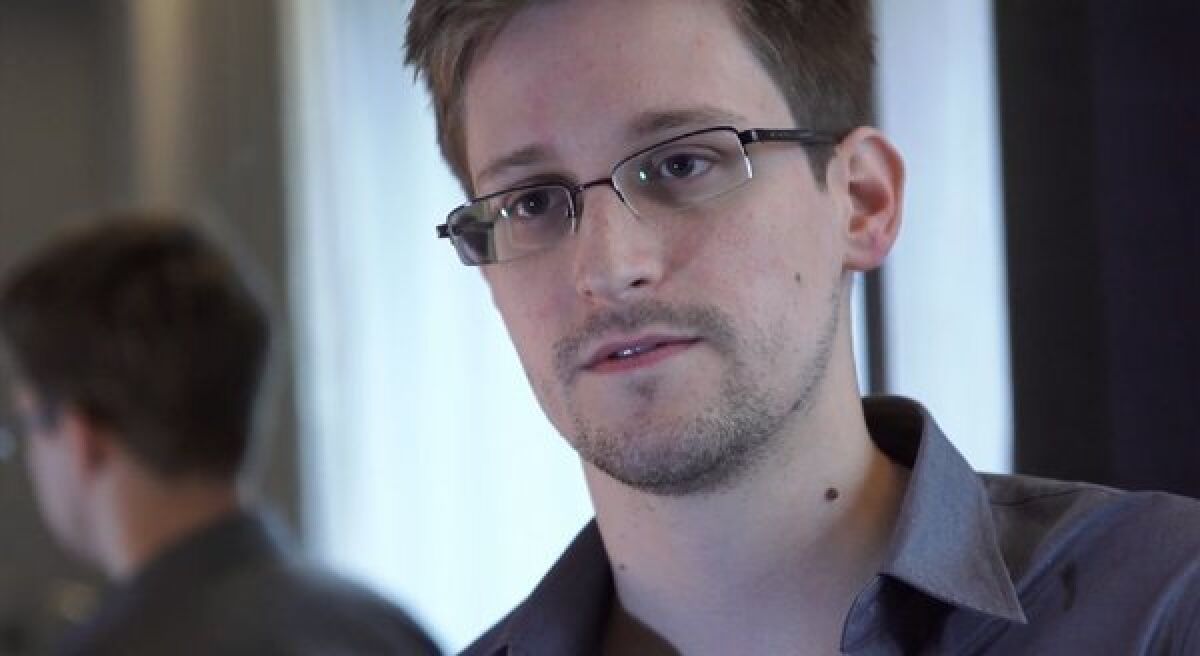 Edward Snowden, who revealed details of top-secret surveillance conducted by the National Security Agency, speaks during an interview in Hong Kong.