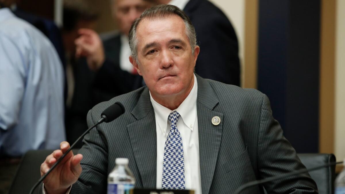Rep. Trent Franks at a House Judiciary Committee hearing in Washington on Thursday, the day the Arizona Republican initially announced he would be resigning, early next year. On Friday he made his departure effective immediately.