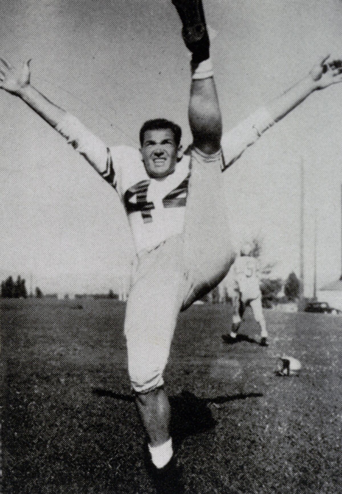 Nevada quarterback Pat Brady had a strong arm, but proved in 1950 that he had a powerful left leg as well.