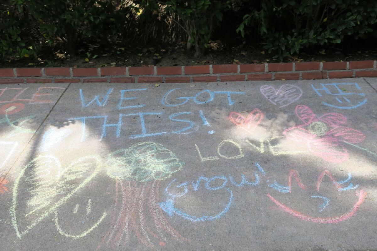 Columnist Joe Puglia notes the sidewalk chalk art drawn by La Cañada children during the coronavirus pandemic illustrates how a positive attitude can ease difficult situations.
