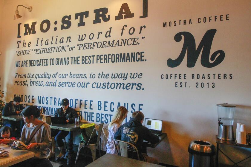 This is the Mostra coffee shop in Carmel Mountain area on January 2, 2020 in San Diego, California.