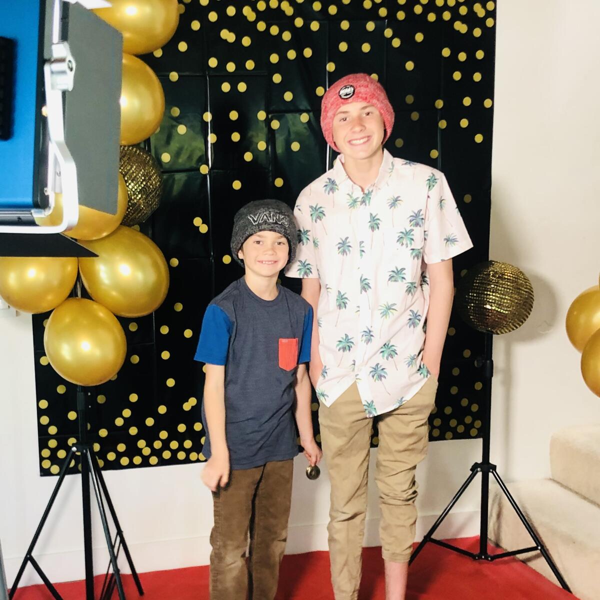JJ and Lucas Pierce walk the red carpet at the virtual Kids Film It Festival.