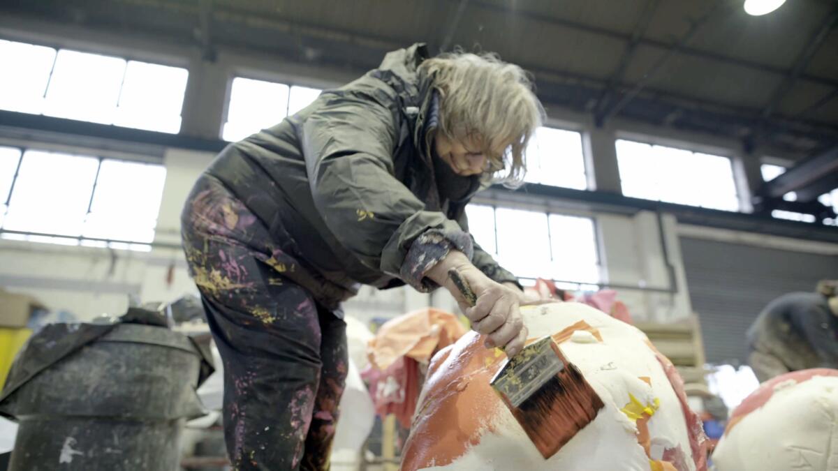 Sculptor Phyllida Barlow at work in her studio.