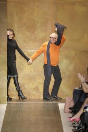Designer Max Azria at the end of the Herve Leger fall 2009 fashion show in New York.