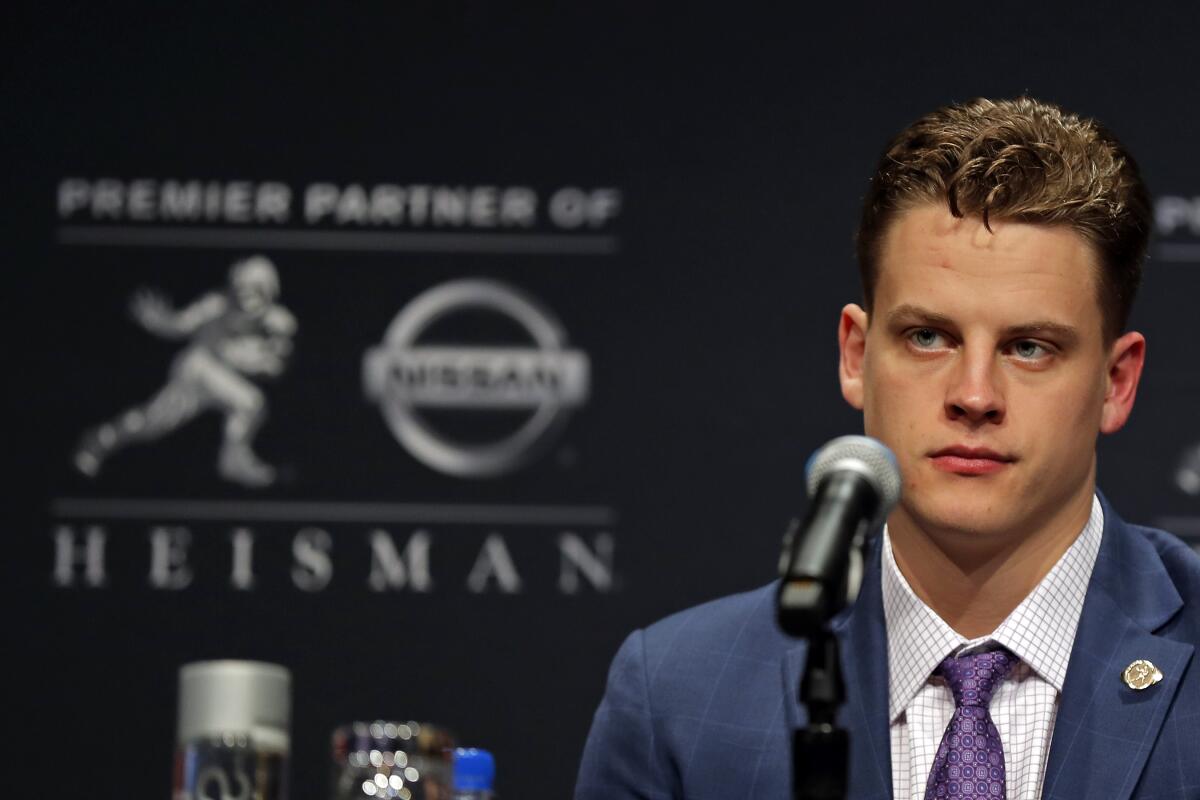 Joe Burrow, the quarterback who led LSU to a 13-0 record and a spot in the College Football Playoff, won the Heisman Trophy on Saturday.