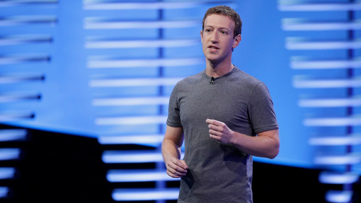 Facebook Chief Executive Mark Zuckerberg speaks during the keynote address at the F8 Facebook Developer Conference in San Francisco.