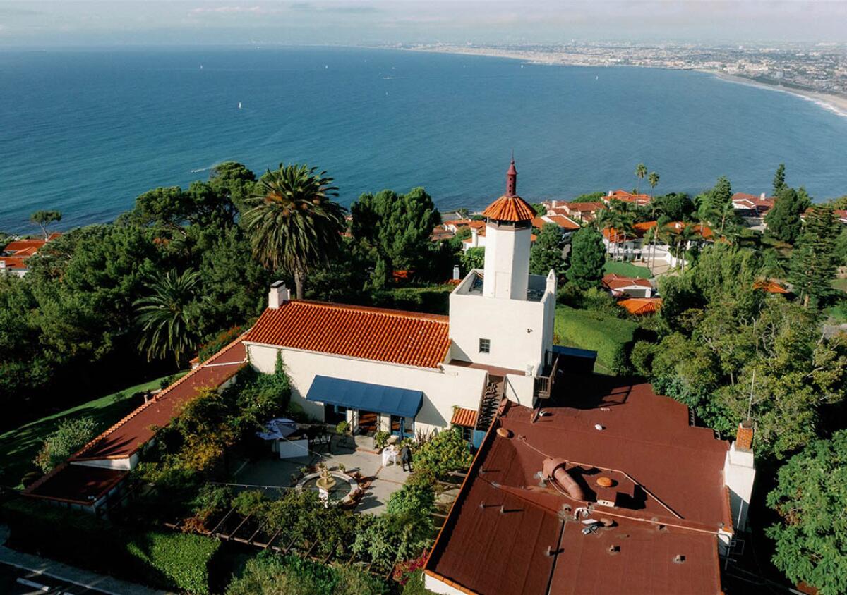 The La Venta Inn as seen from above with Pacific coastline view.