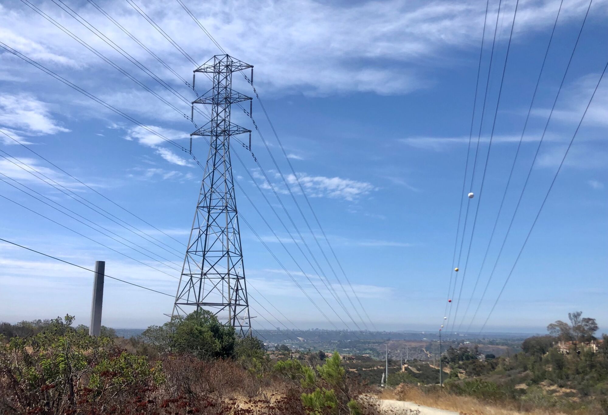 A San Diego Gas & Electric transmission tower in Tierrasanta.