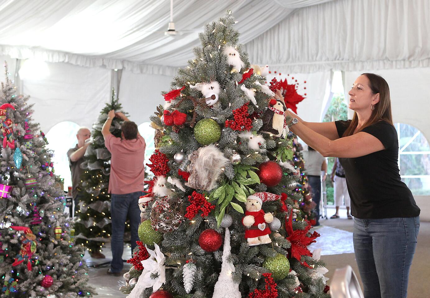 Terry Moore of the South County Outreach decorates one of the trees that will be a part of the Festival of Trees event at the Fairmont Hotel in Newport Beach. The trees will be auctioned during holiday celebration and proceeds will benefit South Coast Outreach programs.