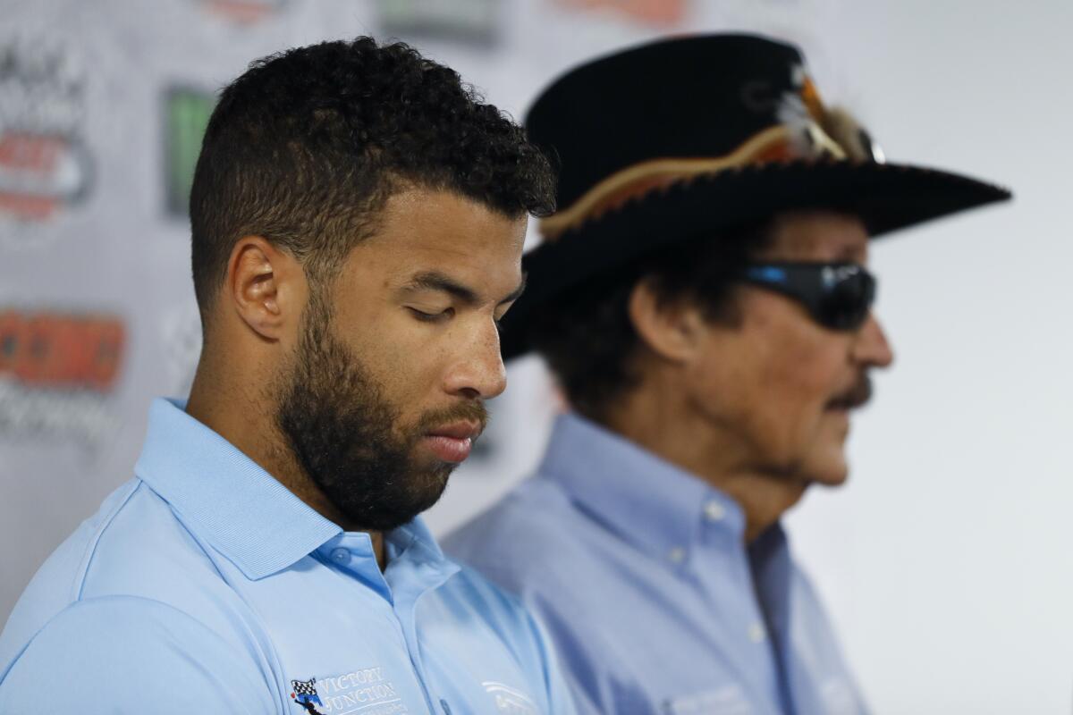 Richard Petty, right, said he will attend Monday's NASCAR race at Talladega to support driver Bubba Wallace.