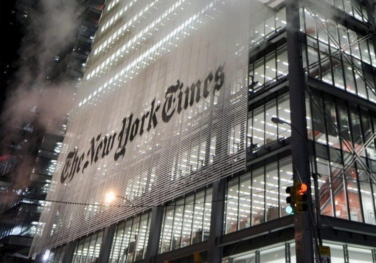 A view of the New York Times building in New York in December 2008. The newspaper reported Thursday that hackers with likely ties to the Chinese military allegedly infiltrated several of its computers over the last four months, possibly in connection with a series of stories it ran on the fortunes amassed by family members of outgoing Chinese Prime Minister Wen Jiabao.