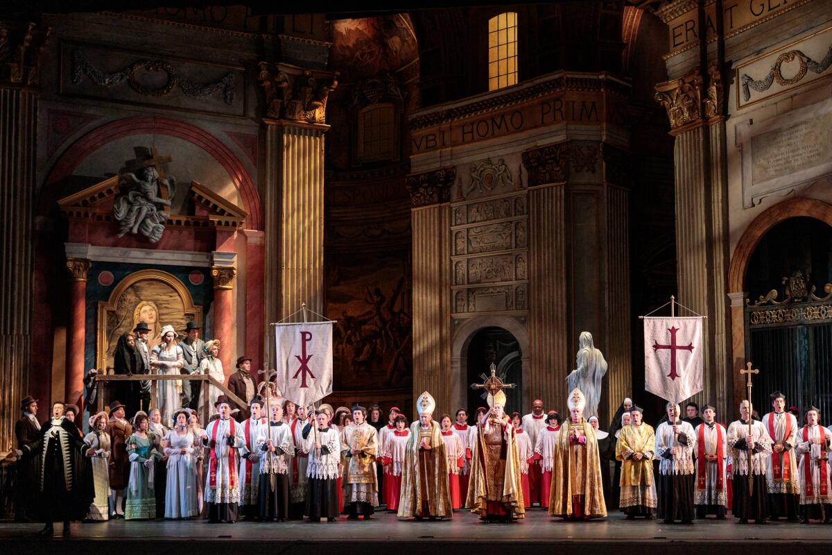 The "Te Deum" scene in Act I of San Diego Opera's "Tosca" at the San Diego Civic Theatre.
