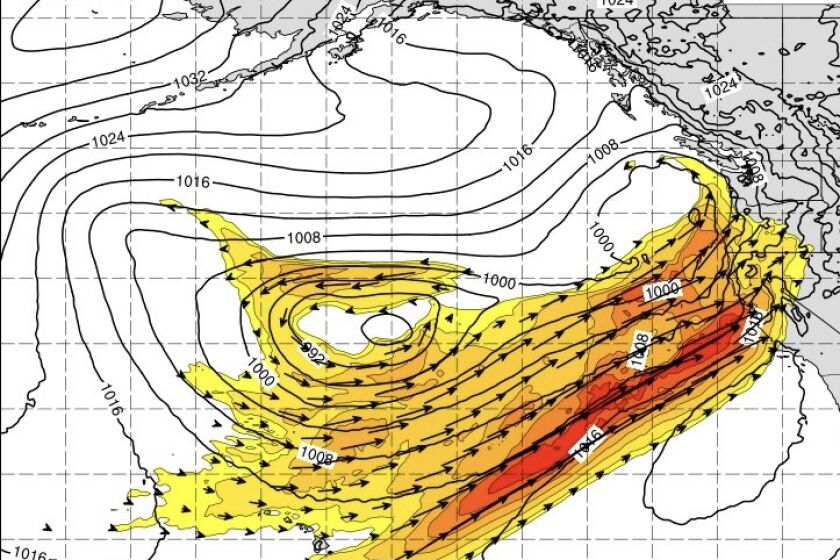 An atmospheric river is expected to flow through Southern and Central California on Friday and Saturday.
