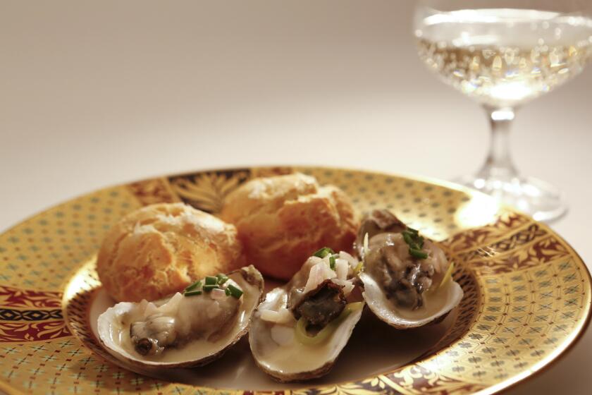Gougeres and oysters make simple appetizers to serve while waiting for all the Thanksgiving guests to arrive.